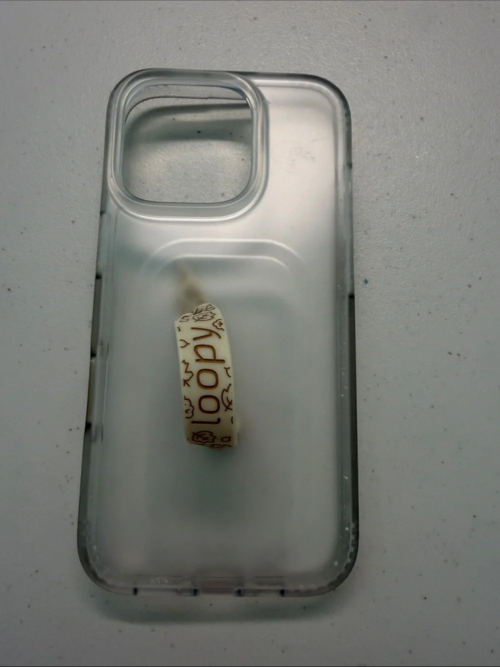 Loopy Clear Transparent iPhone 16 Pro Case with Beige PopGrip Loop